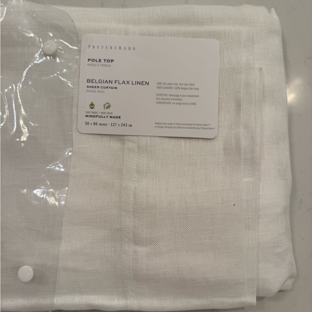 Pottery Barn White Belgian Flax Linen Curtains